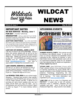WILDCAT NEWS - St. Peter Lutheran School