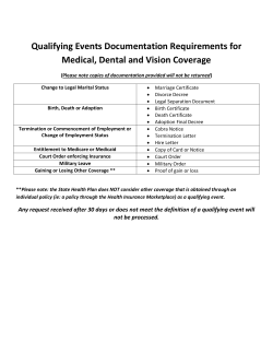 Qualifying Events Documentation Requirements for Medical, Dental