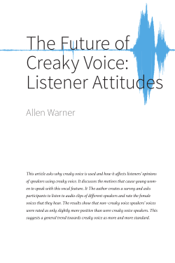 The Future of Creaky Voice: Listener Attitudes