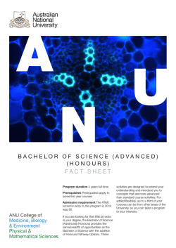 BACHELOR OF SCIENCE (ADVANCED) (HONOURS) FACT SHEET