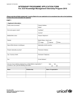 Internship Application Forms 2015