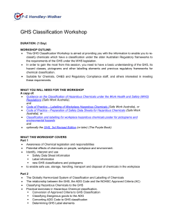 GHS Classification Workshop - Science Industry Australia