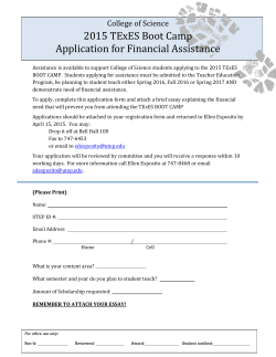 2015 TExES Boot Camp Application for Financial Assistance