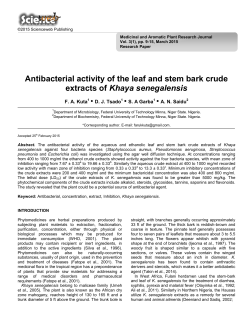 Antibacterial activity of the leaf and stem bark crude