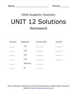 UNIT 12 Solutions - Cinco Ranch Academic Chemistry