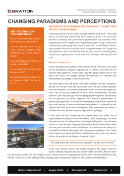 CHANGING PARADIGMS AND PERCEPTIONS