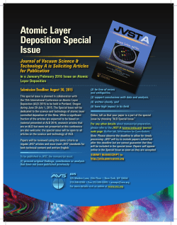 Atomic Layer Deposition Special Issue Journal of Vacuum