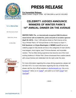 PRESS RELEASE - City of Winter Park