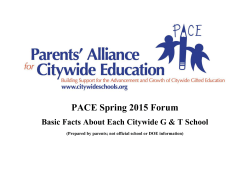 PACE Spring 2015 Forum - Parents` Alliance for Citywide Education