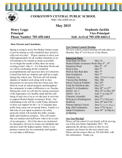 May 2015 Newsletter - Cookstown Central Public School