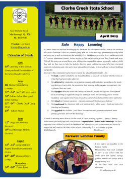 April Newsletter 2015 - Clarke Creek State School