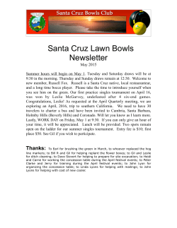 May 2015 Newsletter - Santa Cruz Lawn Bowls Club