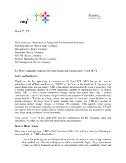 NRG Energy, Inc. - New England Clean Energy RFP