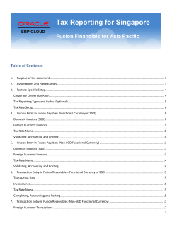 Tax Reporting for Singapore - Fusion Financials for