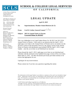 LEGAL UPDATE - School and College Legal Services of California