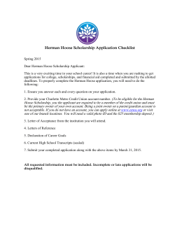 Herman Hoose Scholarship Application Checklist