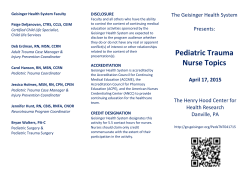 Pediatric Trauma Nurse Topics April 17, 2015