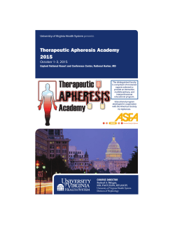 Therapeutic Apheresis Academy 2015