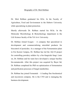 Biography of Dr. Moti Rebhun Dr. Moti Rebhun graduated his B.Sc