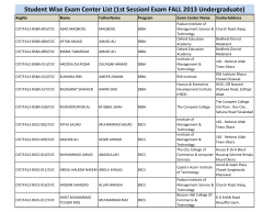 Student Wise Exam Center List (1st Sessionl Exam FALL 2013