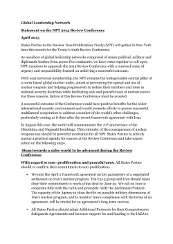 Statement on the NPT 2015 Review Conference