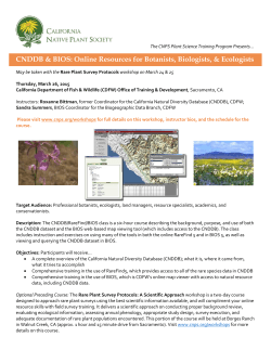 CNDDB & BIOS: Online Resources for Botanists, Biologists