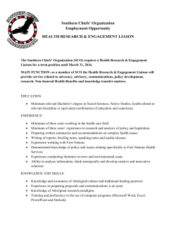 Southern Chiefs` Organization Employment Opportunity HEALTH