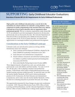 Overview of S.B. 10-191 Requirements for Early Childhood