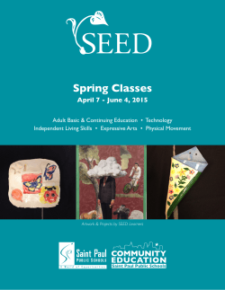 Spring Classes April 7 - June 4, 2015
