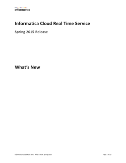 Informatica Cloud Real Time Service What`s New