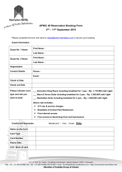 APNIC 40 Reservation Booking Form 2nd â 11th September 2015