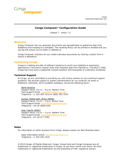 Conga ComposerÂ® Configuration Guide Welcome