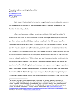&acirc;From being to doing: mobilizing the humanities&acirc; Anne Krook akrook