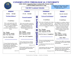 Class Schedule - Conservative Theological University