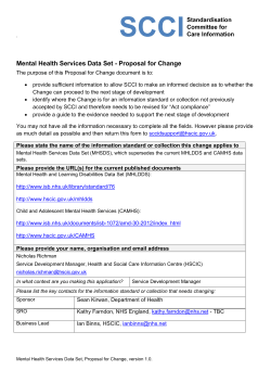 Mental Health Services Data Set (MHSDS) Proposal for Change