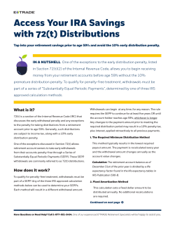 Access Your IRA Savings with 72(t) Distributions