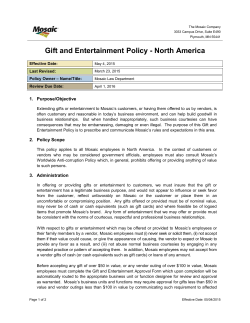 Gift and Entertainment Policy - North America