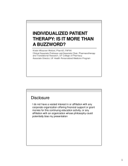 individualized patient therapy: is it more than a buzzword?