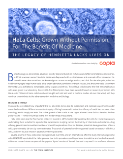 HeLa Cells: Grown Without Permission, For The Benefit Of Medicine