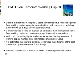 Working Capital Report - Summary slides