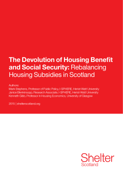 The Devolution of Housing Benefit and Social
