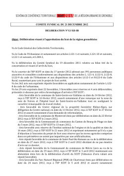 DÃ©libÃ©ration approbation SCoT - (SCoT) rÃ©gion urbaine de Grenoble
