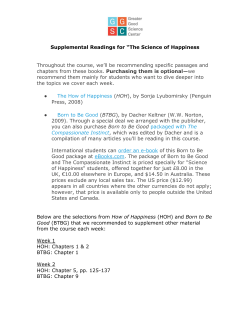 Supplemental Readings for âThe Science of Happiness