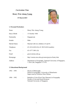 fulll CV March 2015 - NUS Home - National University of Singapore