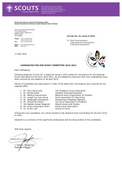 11 May 2015 CANDIDATES FOR APR SCOUT COMMITTEE 2015