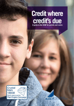 Credit where credit`s due - Scottish Credit and Qualifications