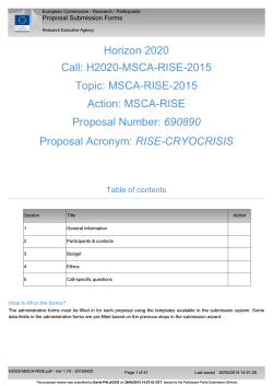 H2020-MSCA-RISE-2015 Topic: MSCA-RISE