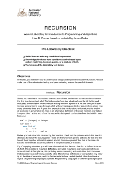 RECURSION - Research School of Computer Science