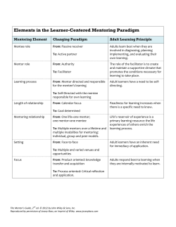 Elements in the Learner-Centered Mentoring Program Handout