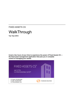 Fixed Assets CS Walkthrough - CS Professional Suite from Thomson